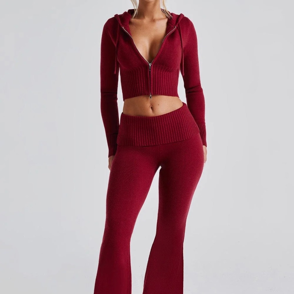 BABYBOO Portia knit pants (sz L) and hoodie sz (sz M) NWT in red